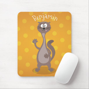 Funny weasel waving cartoon illustration mousepad