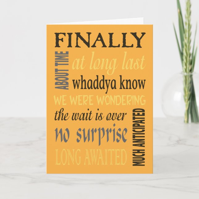 Funny wedcard Endlich, About Time Karte (Vorderseite)