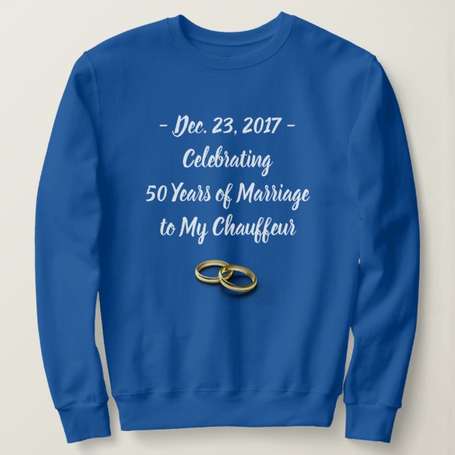 Funny Wedding Anniversary Women's Customizable Blu Sweatshirt (Design vorne)