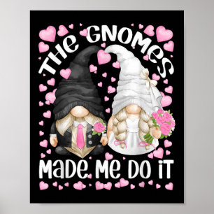 Funny Wedding Bridge und Groom Motif der Gnome Mad Poster