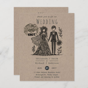 Funny Wedding Cartoon Bride Groom Handgezeichnet