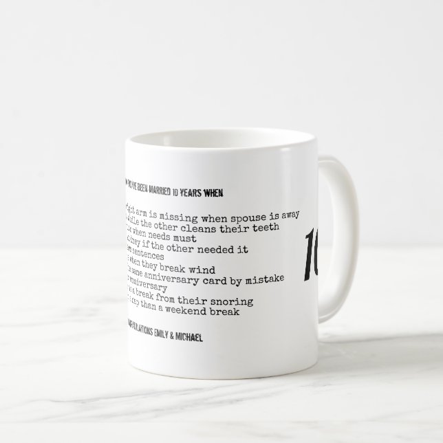 FUNNY Wedding JAHRE Personalisiert Kaffeetasse (VorderseiteRechts)