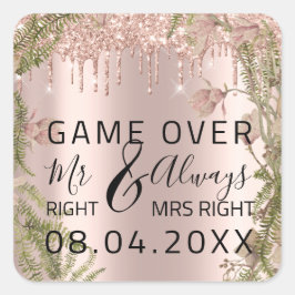 Funny Wedding Mr. Richtig immer Mrs Right Game Ove Quadratischer Aufkleber