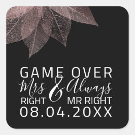 Funny Wedding Mrs Right Always Mr Game Over Quadratischer Aufkleber