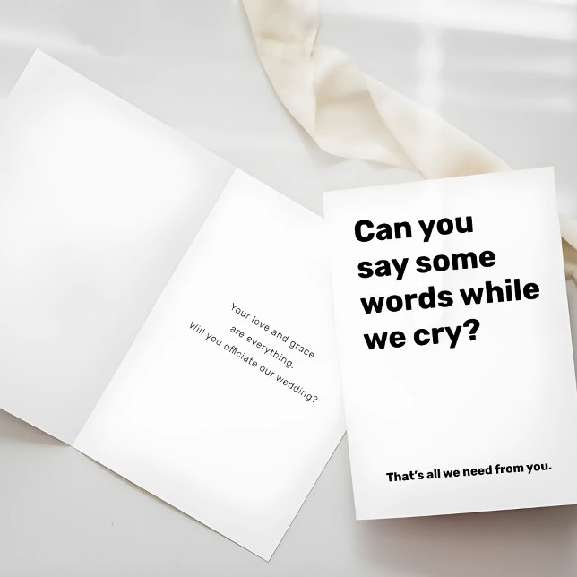 Funny Wedding Officiant Vorschlag - sagen Sie ein  Karte (Funny Wedding Officiant Proposal – Say Some Words Card)