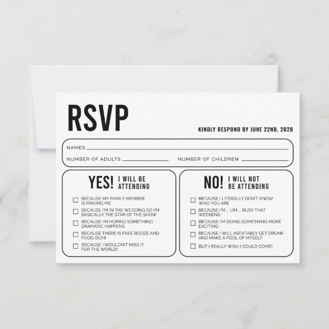 Funny Wedding Response UAWG Enclosure Card RSVP Karte (Vorderseite)
