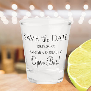 Funny Wedding Save the Date Black Open Bar Schnapsglas