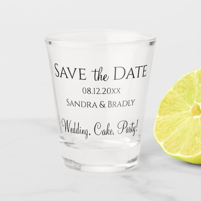 Funny Wedding Save the Date Wedding, Cake, Party Schnapsglas (Vorderseite)
