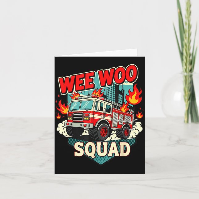 Funny Wee Woo Squad Fire Department Firefighter Fi Karte (Vorderseite)