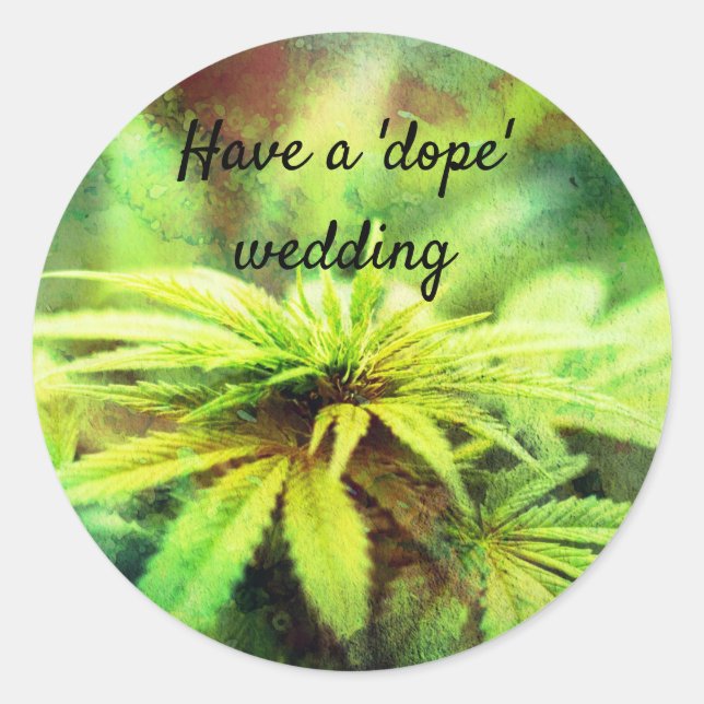 Funny Weed Grunge, Wedding Pun Runder Aufkleber (Vorderseite)