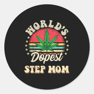 Funny Weed Mama Vintag Sunset Worlds St Step Mama Runder Aufkleber