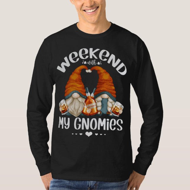 Funny Weekend Gnomes Bourbon Lover Niedliche Gnome T-Shirt (Vorderseite)