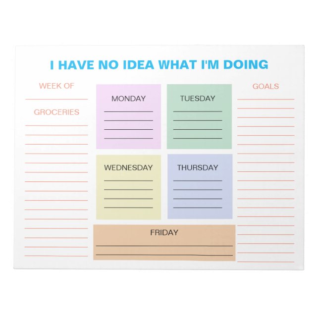 Funny Weekly Colorful Organisations Planner Notizblock (Vorderseite)