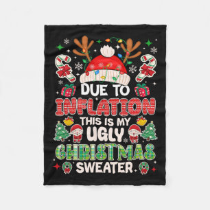 Funny wegen der Inflation hässliche Weihnachtssüße Fleecedecke