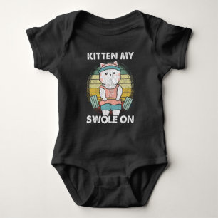 Funny WeighHebe Cat Gym Motivation Tier Baby Strampler