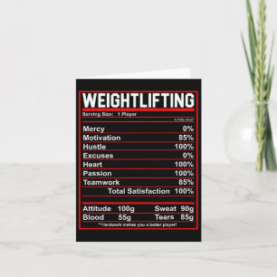 Funny Weightfting Nutrition Facts Bodybuilding Karte