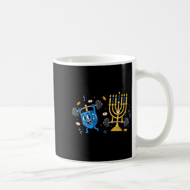 Funny Weightlifting Gym Dreidel Menorah Hanukkah W Kaffeetasse (Rechts)