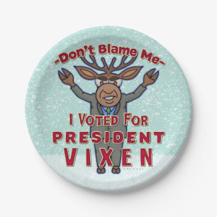 Funny WeihnachPräsidentin Vixen Reindeer Politisc Pappteller