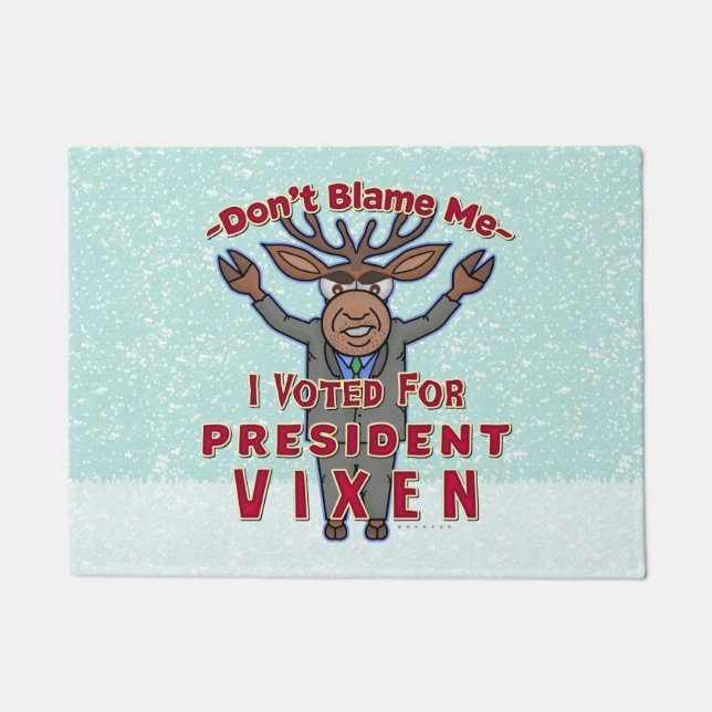 Funny WeihnachPräsidentin Vixen Reindeer Politisch Fußmatte (Vorderseite)