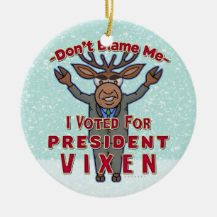 Funny WeihnachPräsidentin Vixen Reindeer Politisch Keramikornament