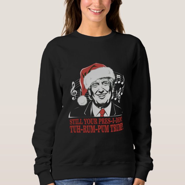 Funny Weihnachts Präsident Trump Pajamas Ugly Xmas Sweatshirt (Vorderseite)