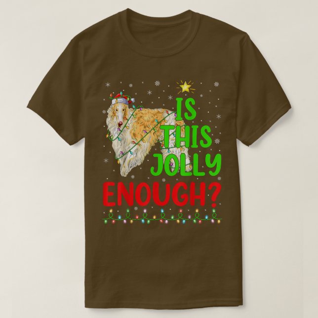 Funny Weihnachtsbaum ist dieser Jolly genug Borzoi T-Shirt (Design vorne)