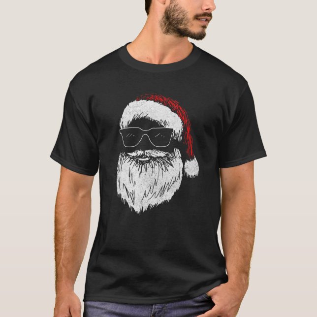 Funny Weihnachtsgesicht mit Sonnenbrille, die Bart T-Shirt (Vorderseite)