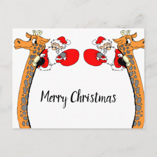 Funny Weihnachtsmann auf Giraffe Frohe Weihnachten Postkarte