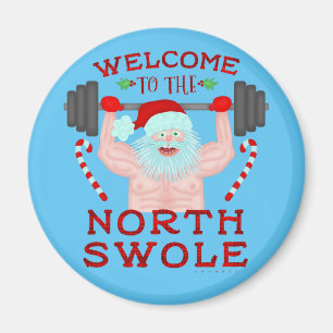 Funny Weihnachtsmann Claus Swole Weightlifter Magnet