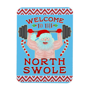 Funny Weihnachtsmann Claus Swole Weightlifter Magnet