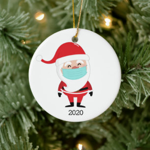 Funny Weihnachtsmann Facemask 2020 Weihnachten Keramik Ornament