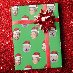 Funny Weihnachtsmannmütze Gesicht, Custom Face 3 F Geschenkpapier