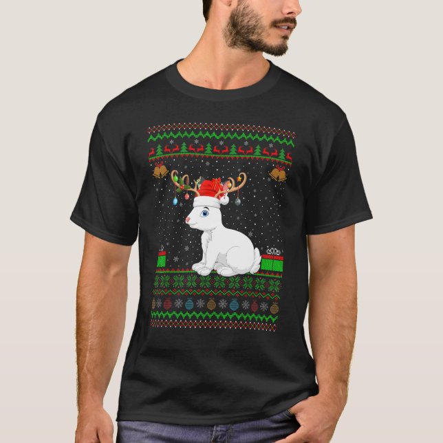 Funny Weihnachtsmannmütze Matching Ugly Arctic Har T-Shirt (Vorderseite)