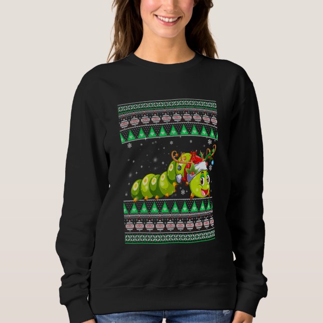 Funny Weihnachtsmannmütze Matching Ugly Raupe Chri Sweatshirt (Vorderseite)