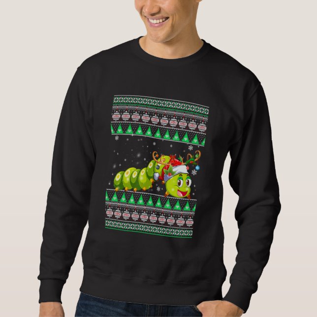 Funny Weihnachtsmannmütze Matching Ugly Raupe Chri Sweatshirt (Vorderseite)