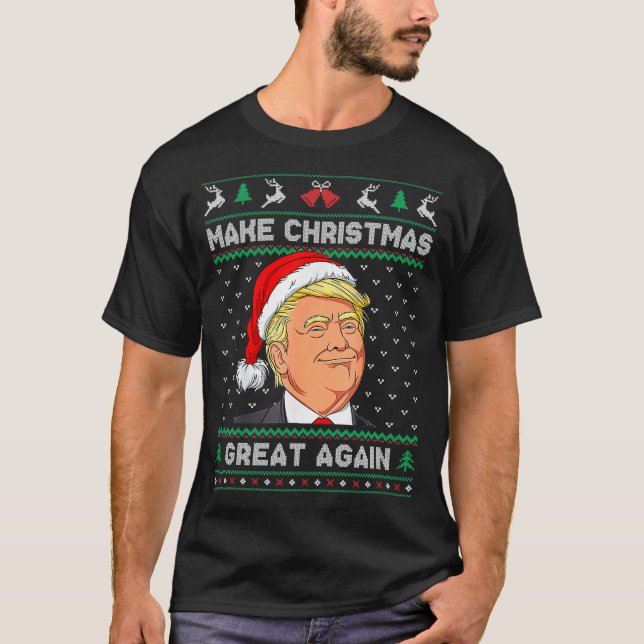 Funny Weihnachtsmannmütze Trump Weihnachten wieder T-Shirt (Vorderseite)