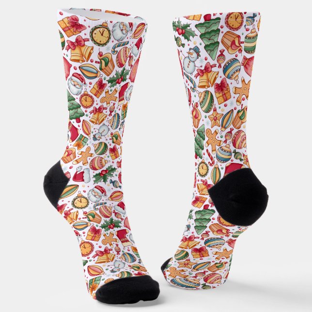 Funny Weihnachtsmuster Socken (Gewinkelt)