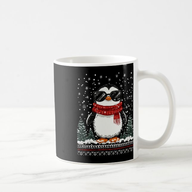 Funny Weihnachtspenguin mit Sungles Ugly Christma Kaffeetasse (Rechts)