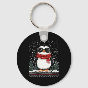 Funny Weihnachtspenguin mit Sungles Ugly Christma Schlüsselanhänger