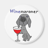 Funny Weimaraner Hund trinkt Roten Wein