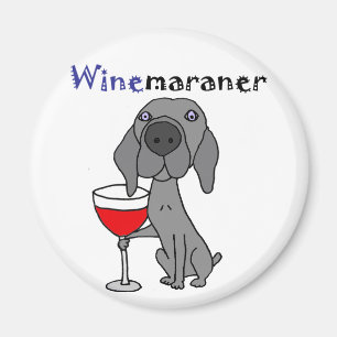 Funny Weimaraner Hund trinkt Roten Wein Magnet