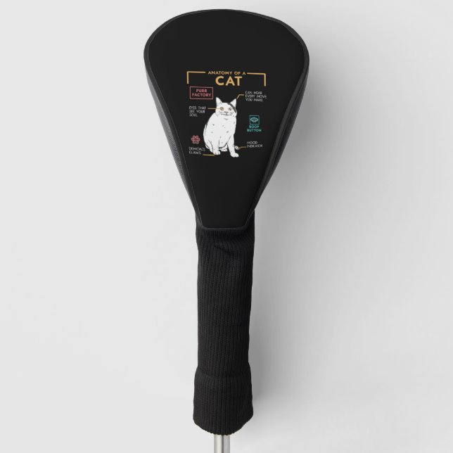 Funny Weird Cat Meme lächeln, Anatomie einer Katze Golf Headcover (Vorderseite)