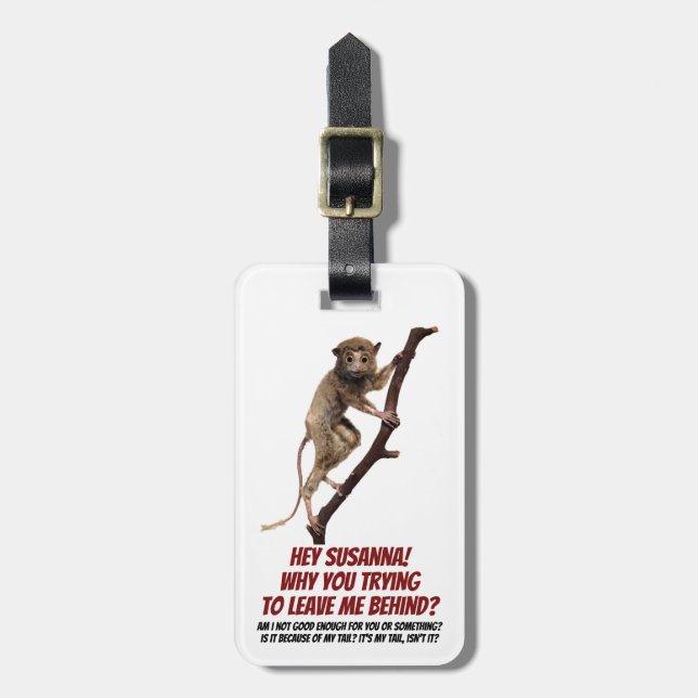 Funny Weird Monkey Lemur hat Separationsangst Gepäckanhänger (Vorderseite vertikal)