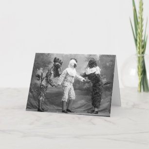 Funny Weird Vintages Foto von Hühnerkostümen Karte