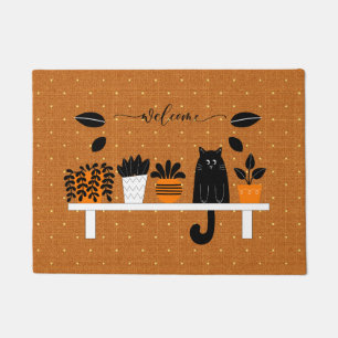 Funny Welcome Bookshelf Verstecken Black Cat Zuhau Fußmatte