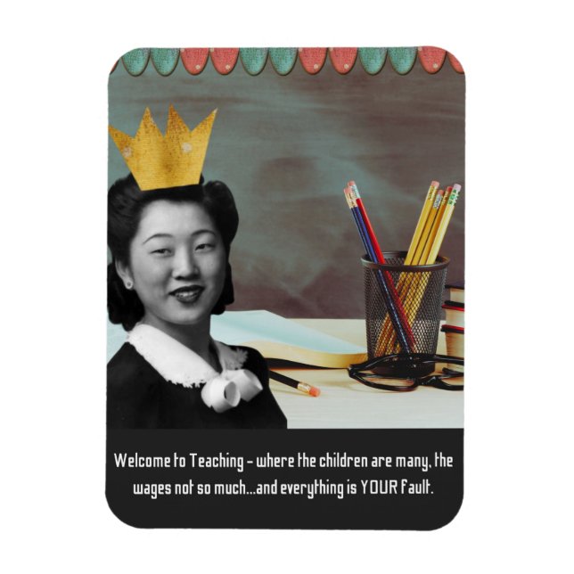 Funny Welcome Teacher Vintag Asiatische Frau Magnet (Vertikal)
