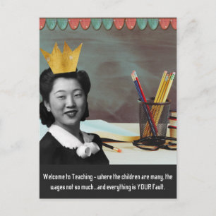 Funny Welcome Teacher Vintag Asiatische Frau Postkarte