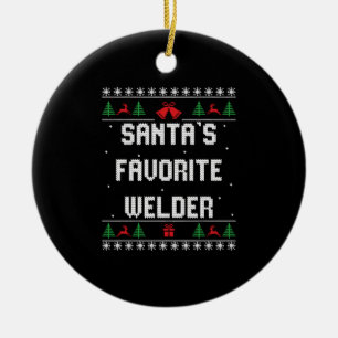 Funny welder Christmas sweater Keramik Ornament