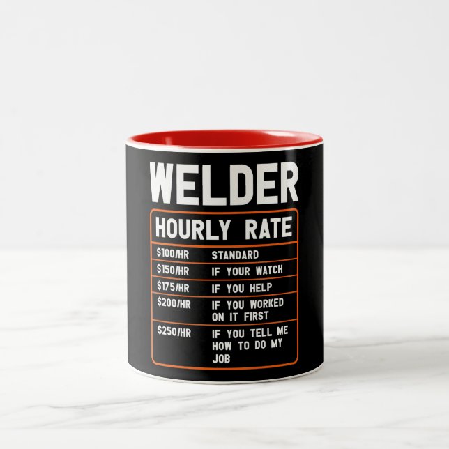 Funny Welder Hourly Rate Zwei-Tonen-Kaffee-Tasse Zweifarbige Tasse (Mittel)
