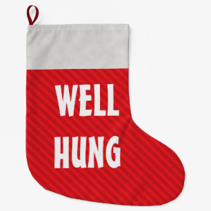 Funny Well Hung Red Stripe Großer Weihnachtsstrumpf